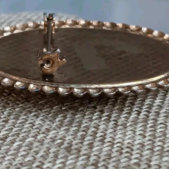 Cameo brooch ivory-tone Roman Era Revival  silhouette on Faux Carnelian Back - Picture 5 of 6